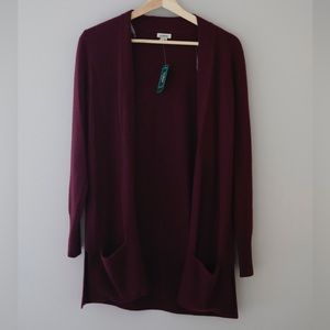 LL Bean Burgundy Cashmere Cardigan